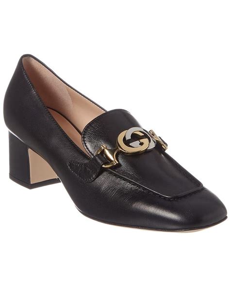 gucci zumi leather mid heel loafer